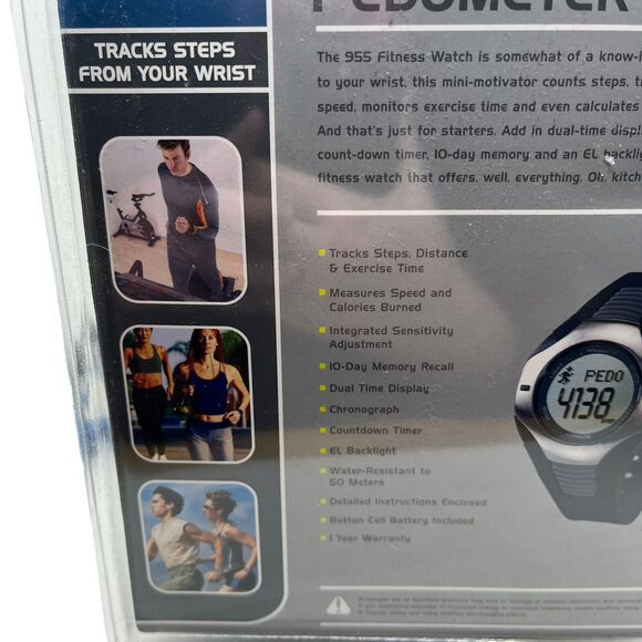 Pedometer Watch Sportline Total Fitness New Sealed 955 Unisex Men Women Vintage - Picture 10 of 14